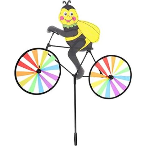 Moulin à vent de jardin Hperu avec abeille à vélo, adorable abeille 3D à planter dans le sol, jouet pour enfants et décoration extérieure, moulin à vent animalier (1/5)