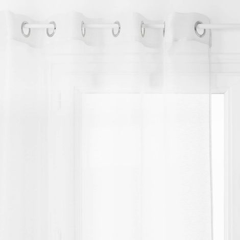 Atmosphera – Voilage fin uni blanc 135x240 cm – 100% polyester léger – 8 œillets argent – Prêt-à-poser pour salons et chambres (1/6)