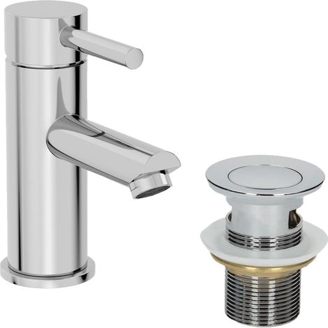 Modern Bathroom Mono Basin Mixer Tap Waste Single Lever Chrome