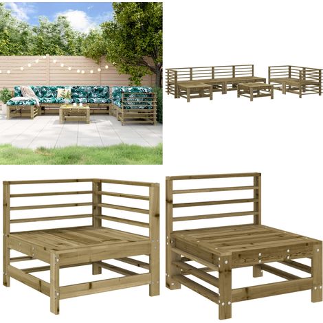 8-tlg. Garten-Lounge-Set Kiefernholz Imprägniert - Gartenmöbel - Loungemöbel - Garten-Lounge-Set - Rattan Möbel - Kiefernholzmöbel - Home & Living