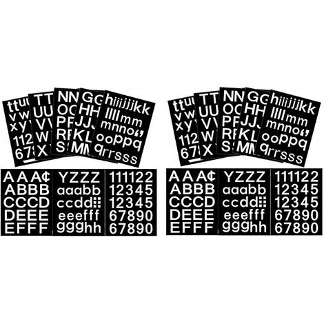 Kit de 16 feuilles de lettres et chiffres autocollants en vinyle pour boîtes aux lettres panneaux fenêtres voitures numéros d'adresse - Blanc et noir (1/5)