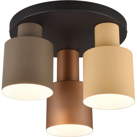 Plafonnier rond minimaliste 3xE27 40W multicolore avec abat-jours cylindriques ELIOR Trio (1/5)