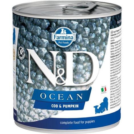 Farmina Dog N&D Ocean Puppy Merluzzo e Zucca - Lattina 285 Gr - Cibo Umido Cani