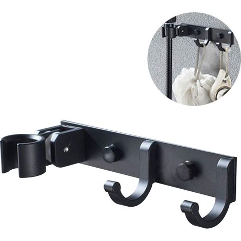Support mural universel pour pommeau de douche à main avec 2 crochets de suspension, support réglable et fixation murale. (1/5)