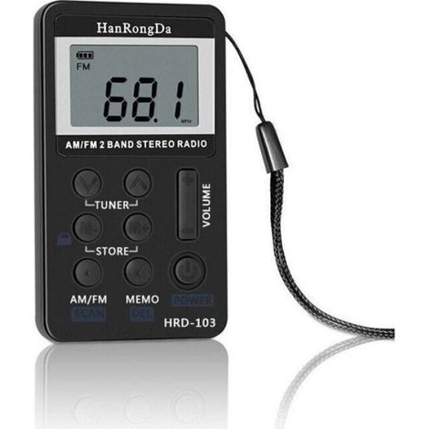 1pc Mini Walkman numérique,Radio AM FM portable,Rechargeable USB,Écran LCD,Mémoire 29 stations,Loisirs plein air (1/3)