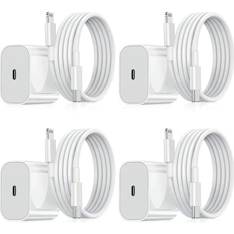 【YD】Lot de 2 chargeurs iPhone - Chargeur rapide - Adaptateur + câble 20 W Blanc Taille unique iPhone (NT) Lot de 2 (1/5)