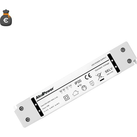 Alcapower Alimentatore Switching per Illuminotecnica 12V 15W 1.25A IP20, Design Compatto e Sottile per Installazioni Versatili in Spazi Ristretti