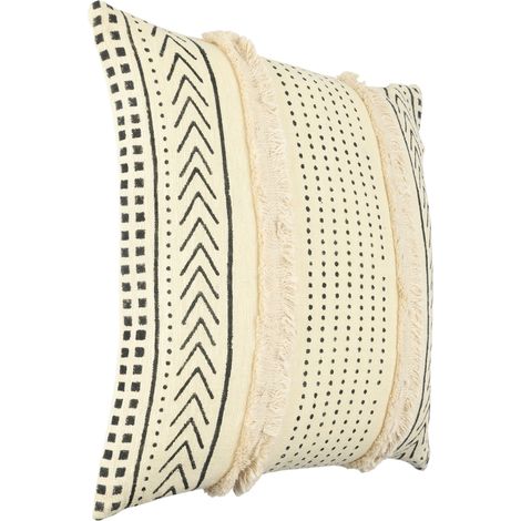 EGLO LIVING Kissen Chevery, Couch Zierkissen Industrial Vintage, Dekokissen handgefertigt aus Baumwolle und Polyester in Creme und Schwarz, Kissenbezug mit Inlett, Sofakissen 50x50 cm