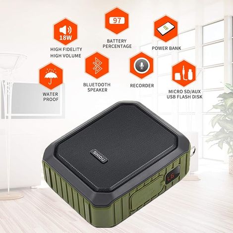 Amplificateur vocal portable, SHIDU Amplificateur vocal personnel 18W avec microphone filaire, casque, haut-parleur Bluetooth étanche,système de sonorisation rechargeable pour l'extérieur,enseignants (1/4)