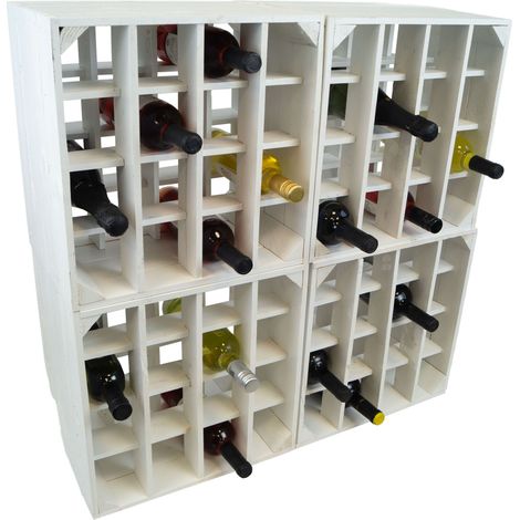4er Set Weinregal 16er weiss Abstellregal Weingestell Fächer Flaschenregal Weinschrank Flaschenablage (1/5)