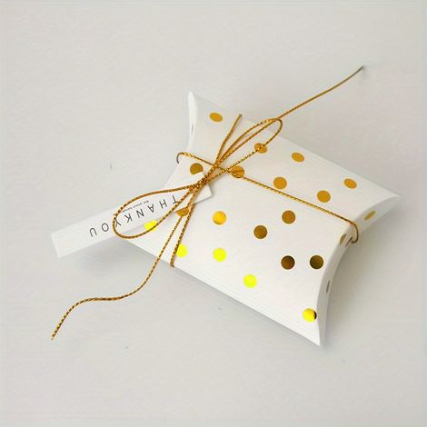 50 pcs, Boîtes à oreiller dorées - Petites boîtes cadeaux pour friandises de Noël, chocolats et mariage - Lot décoratif (1/5)