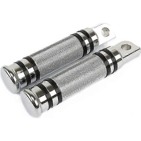 Motorrad-Rändelfußrasten CNC-gefräst, verchromt, für Harley Touring, Sportster 883, Softail, Dyna, Fatboy, Universal – Chrom (1/5)