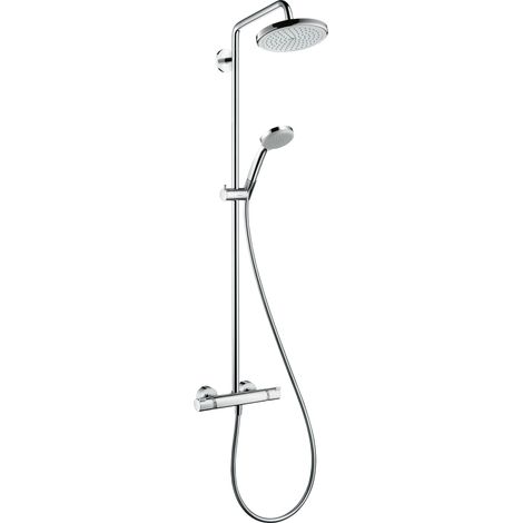 Hansgrohe – Colonne de douche thermostatique Croma 220 – 1 jet RainAir – Bras pivotant 400 mm – Économie d'eau EcoSmart – 27188000 (1/10)