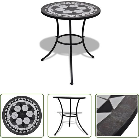 Table extérieure -  Table de bistro Noir et blanc 60 cm Mosaïque (1/5)