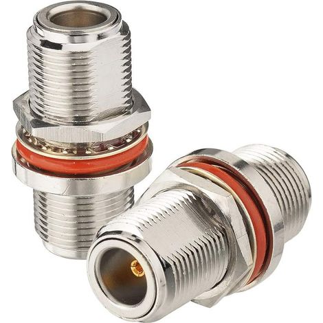 N Female to N Female Adapter Bulkhead Mount 50 Ohm Copper Coaxial Connector Adapter (2-Pack) Compatible with 4G LTE Cellular Router Gateway Ham Radio Amateur Radio (1/5)