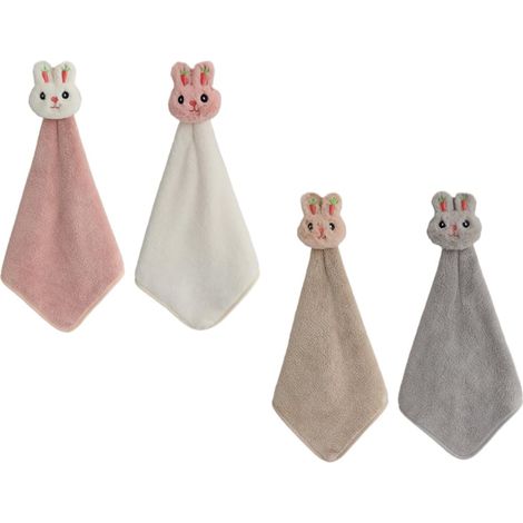 Lot de 4 serviettes en microfibre à boucles , absorbantes et décorées motifs amusants . suspendues i