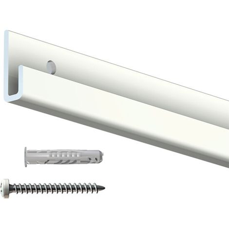 Cimaise Classic+ rail 200 cm – Aluminium – Charge 80kg – Pré-percée tous les 25 cm – Pour fixation murale tableau – Artiteq