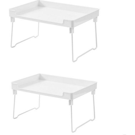 2pcs étagères pliantes – Nosheir – plastique blanc 31x22x17 cm – empilables cuisine salle de bain (1/4)