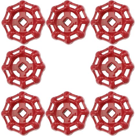 Lot de 8 Poignées de Robinet en Fonte Rouge, Légères et Résistantes la Rouille, Trou Carré, Design Unique et Finition Délicate pour Remplacement de Vanne (1/5)