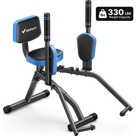 Banc de Musculation Multifonction, résistance et poignées réglables, repose-jambes rotatifs à 360°, pour fessiers, cuisses et hanches, bleu, MERACH