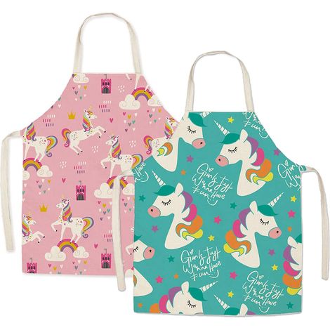 Ensemble de 2 Unicorn Children's Taxe's Cooking Ensemble pour l'artisanat peinture de cuisson rose et vert (1/5)