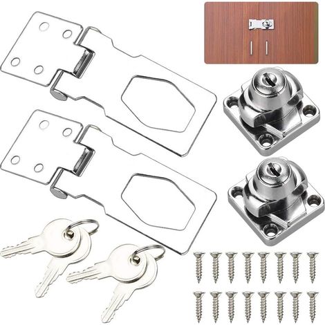 2 cadenas à clé, boucles doubles, alliage de zinc chromé, verrouillage automatique 90°, pour casiers, armoires, abris de jardin (1/5)