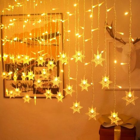Guirlande Lumineuse D'ambiance pour le Jardin - 220 V - 4 m - 19 Flocons de Neige Suspendus - Éclairage de Noël - 8 Réglages - Lumière Chaude (1/5)