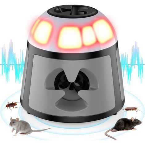 Ultrason Souris et Rats, Repulsif Souris Ultrasons 360° Anti Souris avec Lumière LED Appareil Ultrason pour Nuisible Rongeurs Plug