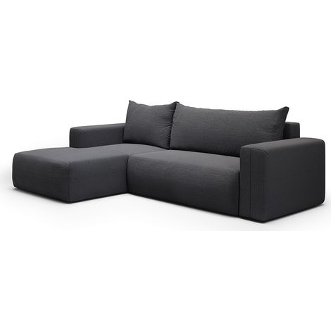 Ecksofa, links umwandelbar, 3-Sitzer, Truhe, Bliss Dunkelgrau