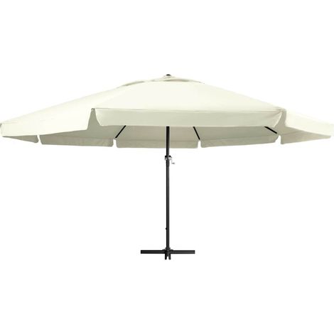 Ombrellone Parasole da Giardino Palo in Alluminio 600 cm Bianco Sabbia (1/5)
