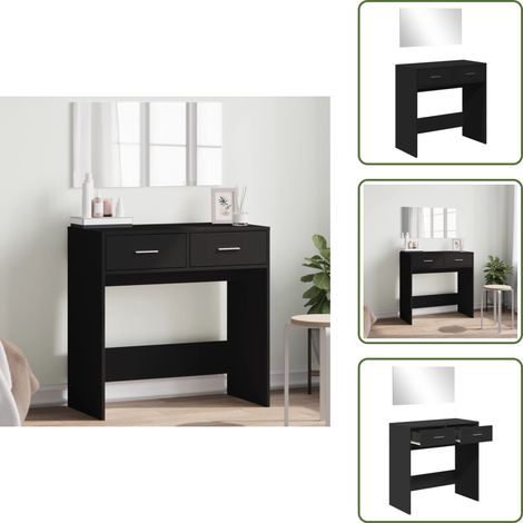 Coiffeuse avec miroir noir 80x39x80 cm - Coiffeuse - Meuble De Salle De Bain - Table De Maquillage - Miroir - Mobilier Intérieur (1/5)