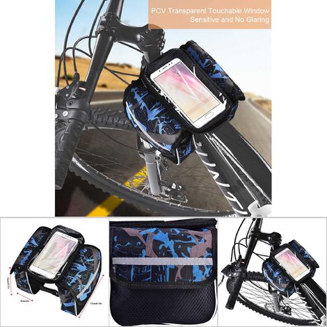 Sacoche de guidon vélo étanche, pochette tactile pour téléphone, accessoire vélo (Bleu) (1/5)