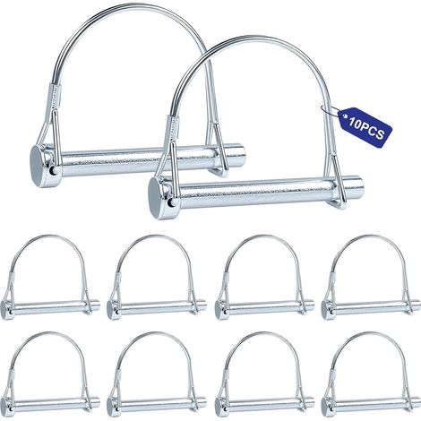10 Pièces Goupille de Verrouillage Forme D 8 x 65 mm, Goupille Agricole en Acier Carbone, Axe de Verrouillage pour Remorques de Ferme, Wagons, Pelouse, Jardin, Agriculture (1/5)