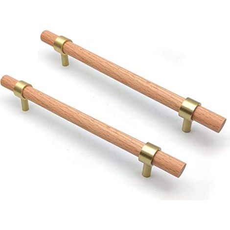 poignée de meuble en Bois, 6 pièce Poignée en bois-poignées de placard en bois poignée de meuble cuisine en bois Entraxe 160mm (1/5)