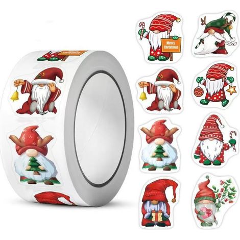 Nastro adesivo washi natalizio da 500 pezzi - Materiali e decorazioni per journaling - Adesivi per sigillare le buste - Etichette - 25 mm/500 adesivi (1/4)