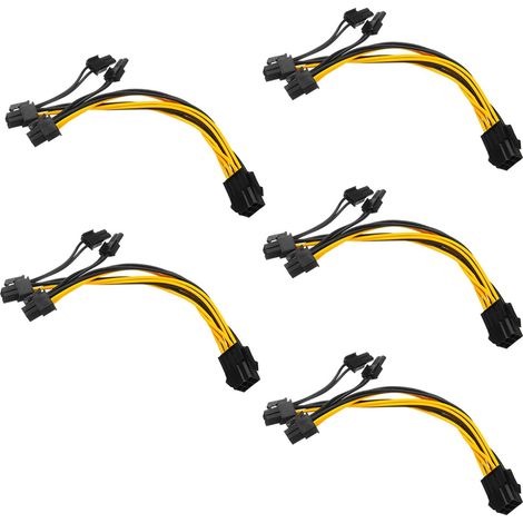STI Kit 5 cavi 6 pin F pcie → Doppio 6+2 pin M 20cm