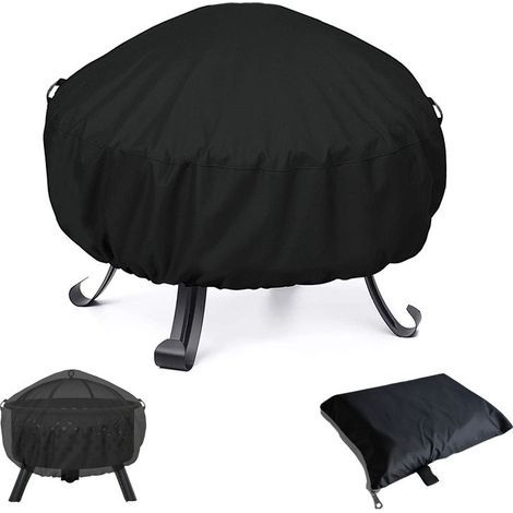 Housse de Protection pour BraséRos Barbecue ImperméAble Rond,Coupe-Vent, Housse brasero RéSistant à la DéChirure,Tissu Oxford 210D Housse pour Foyer Barbecue,Housses pour BraséRos 122x46cm (1/4)