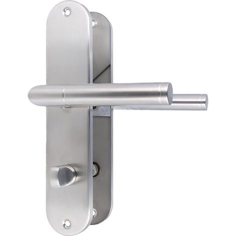 Poignée de porte en acier inoxydable - Poignée de porte pour porte de chambre, WC, cylindre profilé et porte d'appartement - Mat brossé - Poignée de porte (WC (1/5)