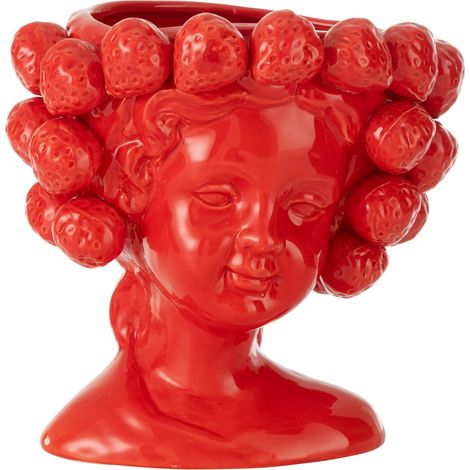 Cache-Pot en Céramique "Fille Fraise" 20cm Rouge (1/5)