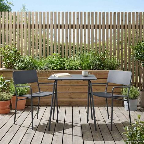 vidaXL  Garden Chairs  2 pcs Anthracite 51 x 55 x 81 cm Steel