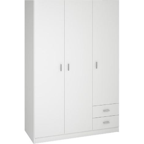 Armoire placard / meuble de rangement coloris blanc - Hauteur 180 x Longueur 120 x Profondeur 52 cm -PEGANE-
