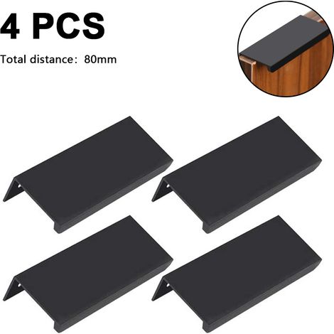 Lot de 4 poignées encastrées, aluminium, 80/120 mm, pour portes, tiroirs, armoires cuisine (1/5)