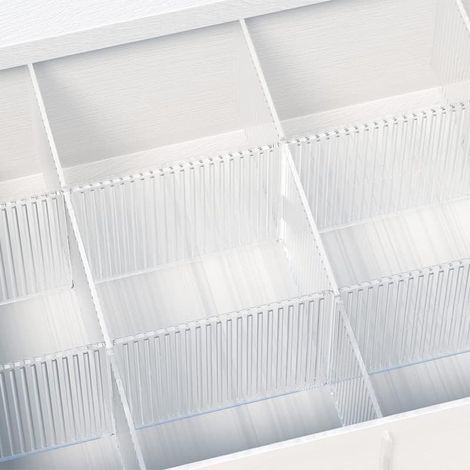 Lot de 8 séparateurs de tiroir en plastique à monter soi-même, réglables, pour ranger vos chaussettes, sous-vêtements, fournitures scolaires et de bureau, ustensiles de cuisine (blanc transparent) (1/5)