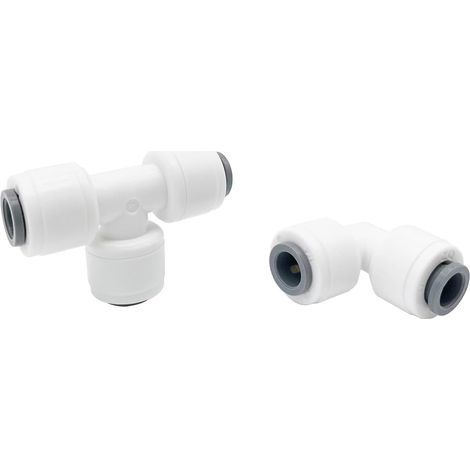 1/4"-Umkehrosmose-Wasserfilter-Anschlüsse, Kühlschrank-Schlauch-Schnellverbinder (T-Typ + L-Typ), Schlauchanschlüsse für 1 Set (1/5)
