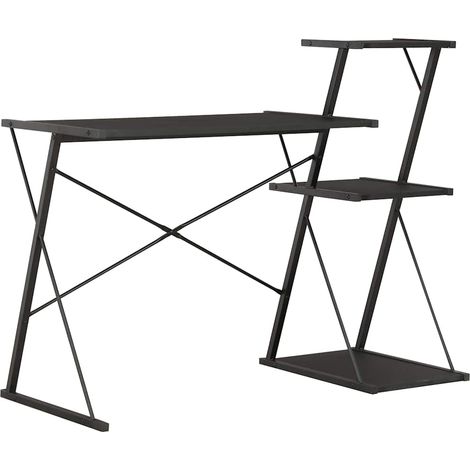 vidaXL Escritorio con estantería negro 116x50x93 cm (1/5)