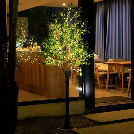 Olivier illuminé LED 60cm 31 LED Blanc Chaud,Arbre Lumineux LED USB avec Feuilles et télécommande, Plantes Vertes artificielles LED avec lumières pour fête de Mariage de Noël (1/5)
