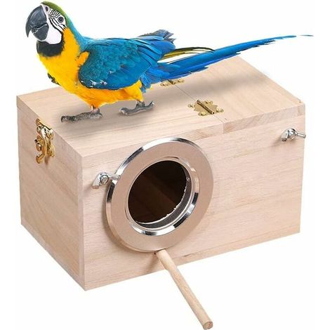 Cage à oiseaux en bois, nichoir pour cichlidés nymphes, fenêtre d'observation transparente. Entretien pour oiseaux inséparables. (1/5)