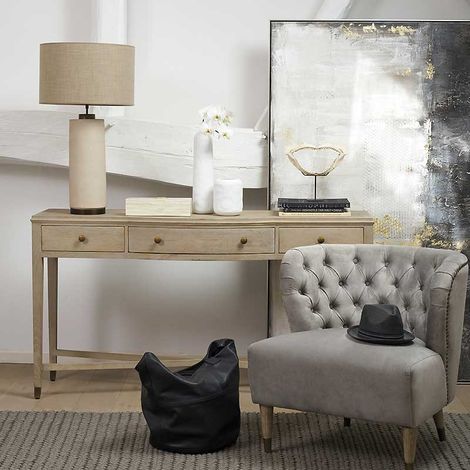 Console Ines chêne blanchi 160x86x45cm (1/4)