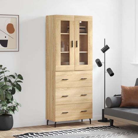 vidaXL Buffet haut Chêne sonoma 69,5x34x180 cm Bois d'ingénierie (1/5)