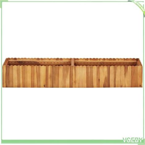 Lit surélevé de jardin - FAFEICY - 45919 - Bois d'acacia massif - 150x30x25 cm - Fond à lattes, résistant aux intempéries (1/5)